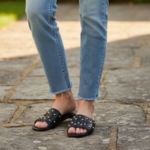 Karl Lagerfeld Paris Madyson Quilted Studded Slide Sandal Black 8